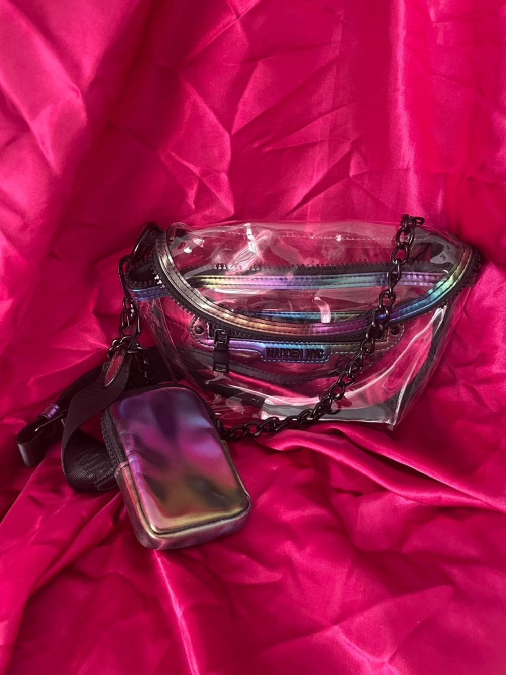 STEVE MADDEN RAINBOW/CLEAR EVENT BAG